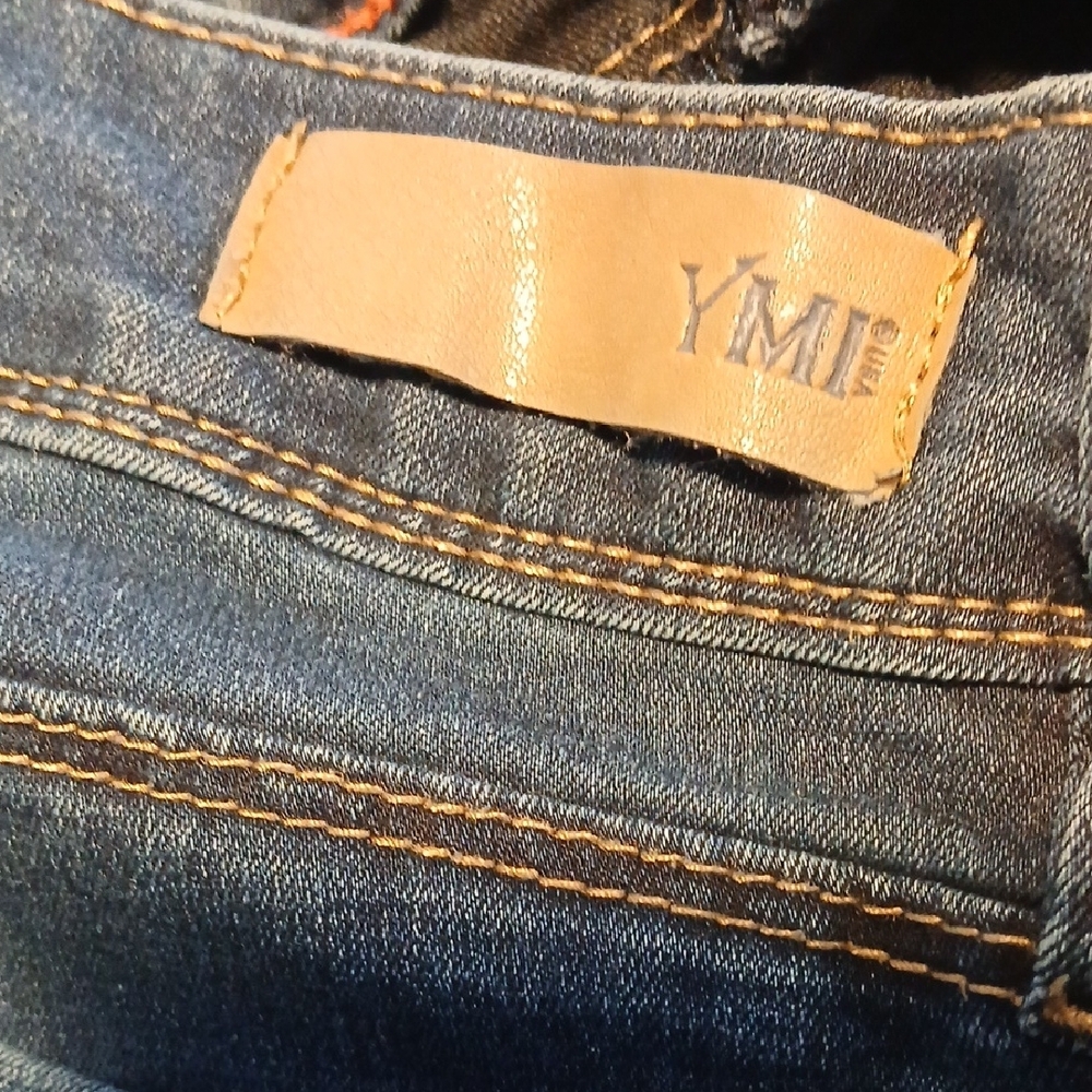 YMI Dark Blue Flare Jeans with Orange Accents - Picture 7 of 7